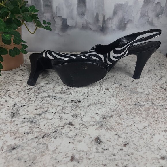 Zebra Print Open Toe Ankle Strap Heels - Picture 2 of 5